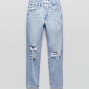 Good American x Zara light wash straight leg high waist jeans